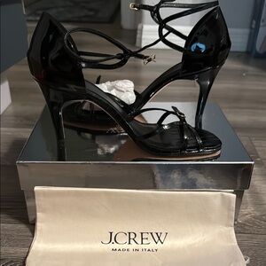 J. Crew Croc Embossed leather heeled Sandal with Buckle